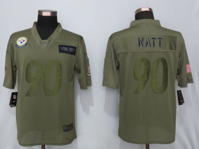 Men Pittsburgh Steelers #90 Watt Nike Camo 2019 Salute to Service Limited NFL Jerseys